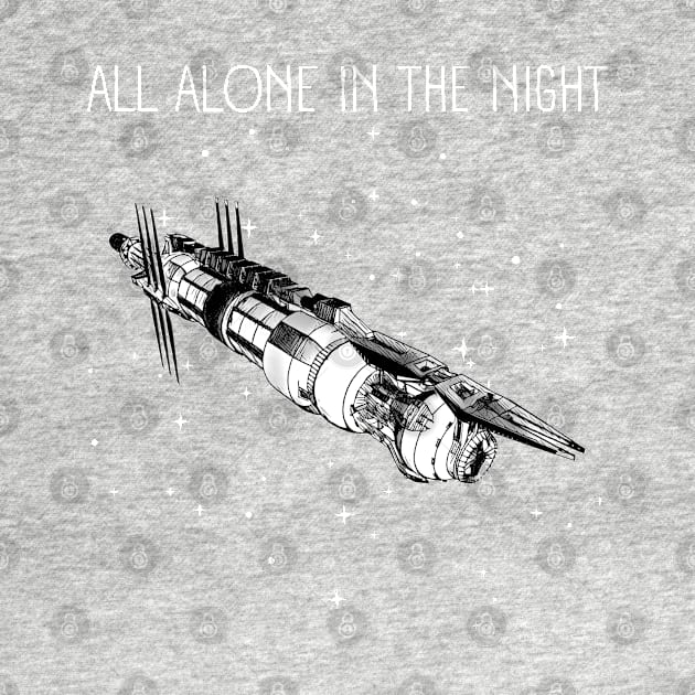 All Alone in the Night - Space Station - Black - Sci-Fi by Fenay-Designs